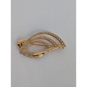 Swarovski Crystal Lady Brooch Gold Tone Vintage Pin